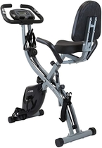 Xspec Recumbent Upright Indoor Cycling Foldable Stationary Exercise Bike with Resistance Bands, 16-Level Magnetic Resistance, LCD Display, Phone/Tablet Holder, Black