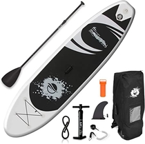 Inflatable Stand Up Paddle Board - 11’ Ft. Standup Sup Paddle Board W/ Manual Air Pump, Safety Leash, Paddleboard Repair Kit, Storage / Carry Bag - Sup Paddle Board Inflatable - SereneLife SLSUPB08 