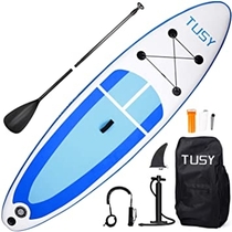 TUSY Inflatable Stand Up Paddle Board with SUP Accessories Travel Backpack, Non-Slip Deck Adjustable Paddles, Leash and Fin for Paddling Surf Boating
