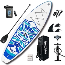 FunWater Inflatable 10'6×33"×6" Ultra-Light (17.6lbs) SUP for All Skill Levels Everything Included with Stand Up Paddle Board, Adj Floating Paddles, Pump, ISUP Travel Backpack, Leash, Waterproof Bag