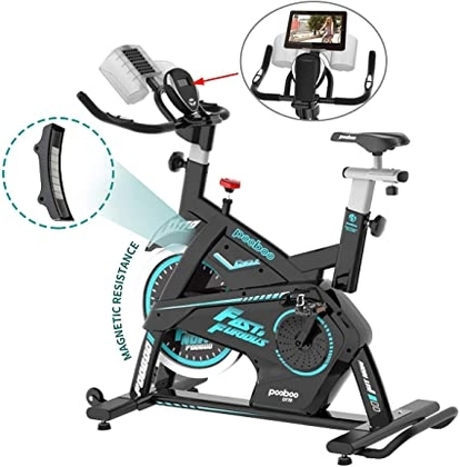Pooboo Magnetic Exercise Bike Belt Drive Indoor Cycling Bike, Stationary Bike with Pad/Phone Mount, Adjustable Magnetic Resistance & Heavy Flywheel Smooth Quiet