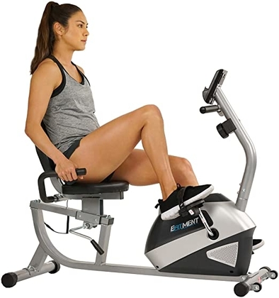 EFITMENT Magnetic Recumbent Bike Exercise Bike with High Weight Capacity, Easy Adjustable Seat, LCD Monitor with Pulse and Phone Holder - RB034 