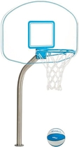 Dunn-Rite Deck-Mounted Clear Hoop Jr. Poolside Basketball Hoop w/ Ball, 2 & 3/8"